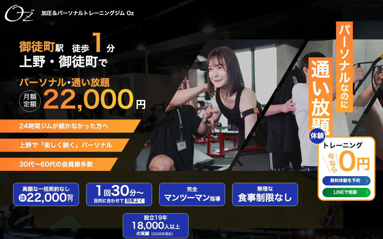 加圧&パーソナルトレーニングジム Oz 上野店